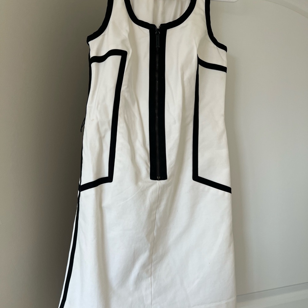 MICHAEL Michael Kors Cream Sheath Midi Dress Sleeveless Scoop Neck